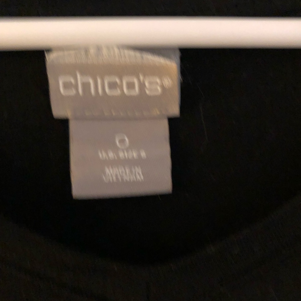 2/$30 Chico’s Black Tunic Top Mixed Media Pleated Back High Low Hem Sz 0 (S) - Picture 5 of 10